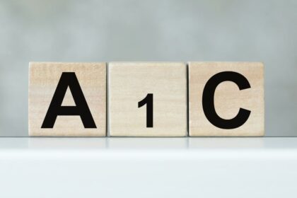 Blocks on table spelling out A1c